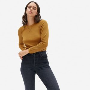Everlane waffle cotton tee yellow/gold size s